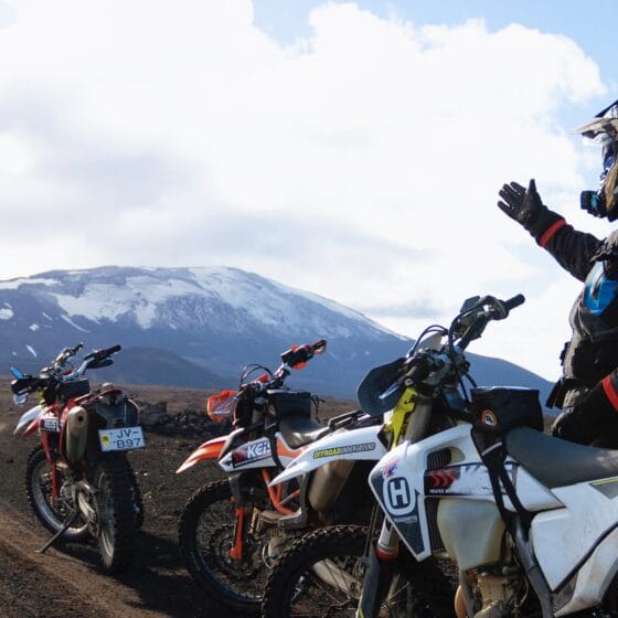 Billy guiding other adventurers during a motorbike adventure to Iceland